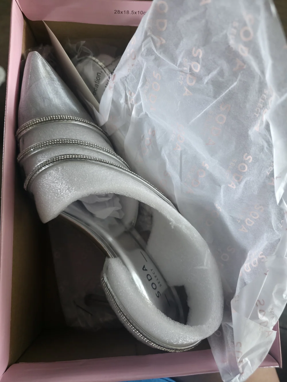 Soda Silver Glitter Strappy Stiletto Heels